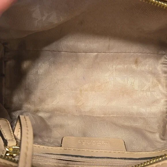 Hand Painted Purse Crossbody Bag Medium Messenger Saffiano Leather Gold Studded - Picture 13 of 15